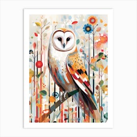 Bird Painting Collage Barn Owl 3 Art Print