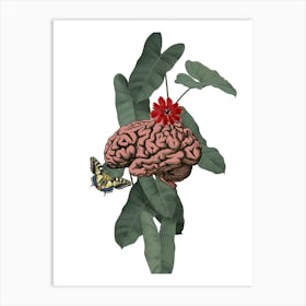 Brain And Flower Art Print