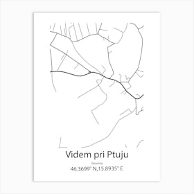 Videm,Slovenia Minimalist Map Art Print