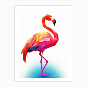 Colourful Geometric Bird Flamingo 1 Art Print