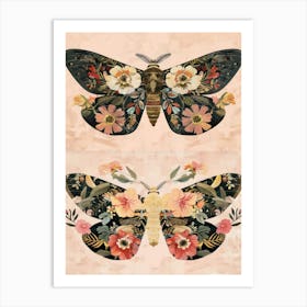 Pink Shades Butterfly William Morris Style 1 Art Print