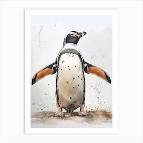 Humboldt Penguin Gold Harbour Watercolour Painting 3 Art Print