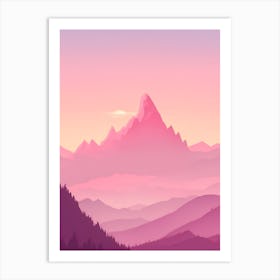 Misty Mountains Vertical Background In Pink Tone 90 Art Print