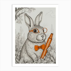 Rabbit In Glasses Art Print