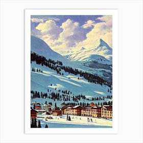 Livigno, Italy Ski Resort Vintage Landscape 1 Skiing Poster Art Print