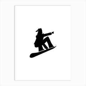 Silhouette Of A Snowboarder print art Art Print