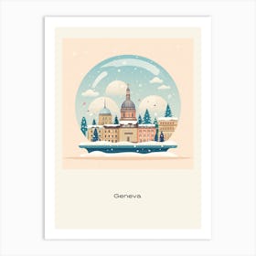 Geneva Switzerland Snowglobe Poster Art Print