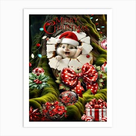 Chipmunk Christmas Tree Art Print