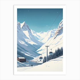 Val D Isere   France, Ski Resort Illustration 0 Simple Style Art Print