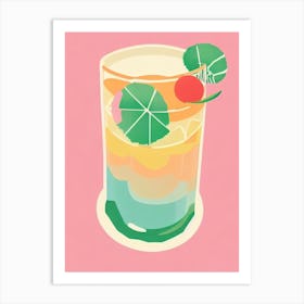 Sazerac Retro Pink Cocktail Poster Art Print