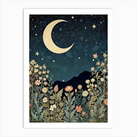 Moon Night Style William Morris 9 Art Print