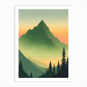 Misty Mountains Vertical Composition In Green Tone 84 Art Print