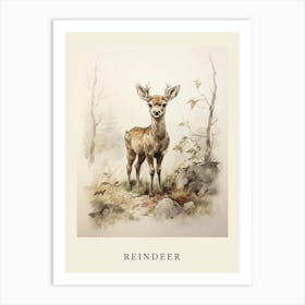 Beatrix Potter Inspired  Animal Watercolour Reindeer 2 Art Print