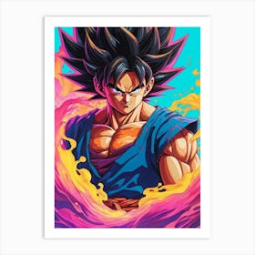 Goku Dragon Ball Z Neon Iridescent (5) Art Print