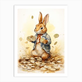Bunny Fortune Luck Rabbit Prints Watercolour 1 Art Print