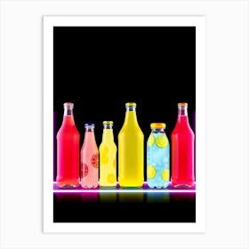 Neon Drink Bottles Art Print