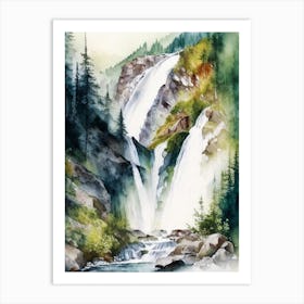 Krimml Waterfalls, Austria Water Colour  (2) Art Print