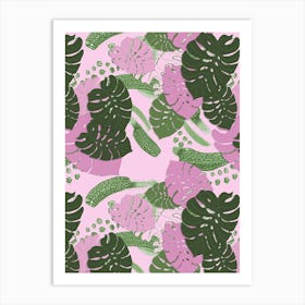 Pink Monstera 1 Art Print