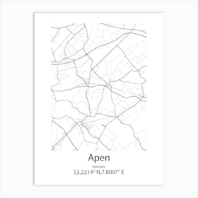 Apen,Germany Minimalist Map Art Print