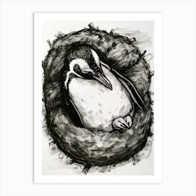 King Penguin Sleeping In A Cozy Pile 1 Art Print