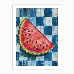 Watermelon Blue Checkerboard 1 Art Print