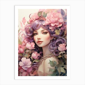 Girl With Flowers 5 Art Print