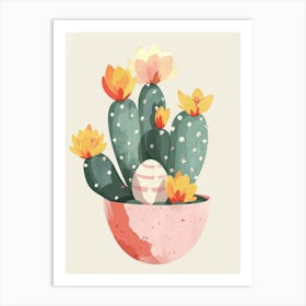 Easter Cactus Plant Minimalist Illustration 1 Art Print