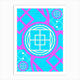 Geometric Glyph in White and Bubblegum Pink and Candy Blue n.0004 Art Print