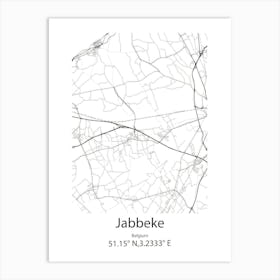 Jabbeke,Belgium Minimalist Map Art Print