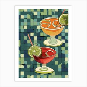 Daiquiri Illustration On Tiles Art Print