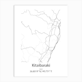 Kitaibaraki,Japan Minimalist Map Art Print