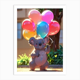 Koala With Balloons 3 Art Print