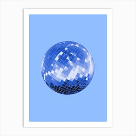 Blue Disco Ball, 70s, 90s, 80s, retro, candy, party, funky, dance, pop art design Art Print