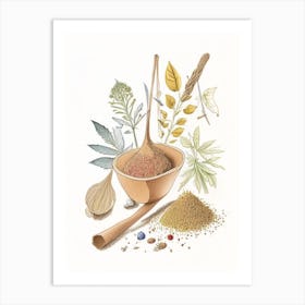 Mace Spices And Herbs Pencil Illustration 2 Art Print