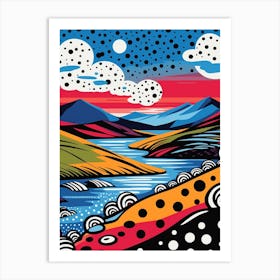 Polka Dot Pop Art Mountain Landscape 2 Art Print