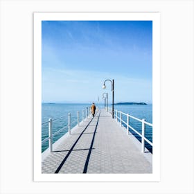 Person Walking On Sunlit Pier 17077792 Art Print