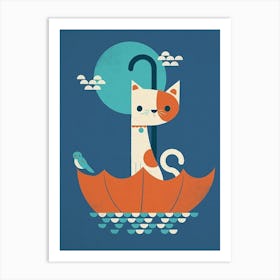 Cat In An Umbrella Art Print