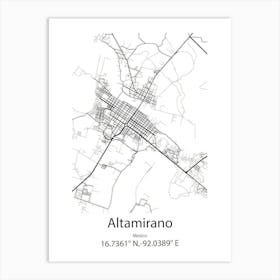 Altamirano,Mexico Minimalist Map Art Print