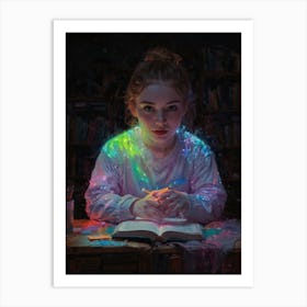 Girl In A Library Art Print