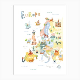 Europe Map Art Print