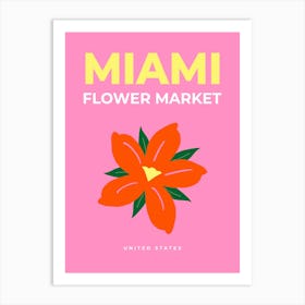 Flower Market Miami United States Pink And Orange Art Print