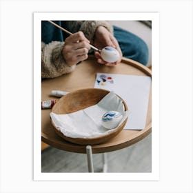 Woman Paints On A Table Art Print