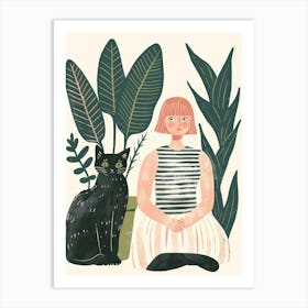 Girl With Cat 7 Art Print