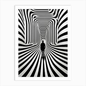 Black And White Striped Tunnel 1 Art Print