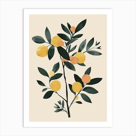 Peach Tree Flat Illustration 4 Art Print