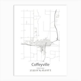 Coffeyville,United States Minimalist Map 1 Art Print