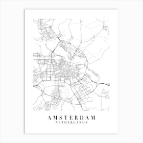 Amsterdam Netherlands Street Map Minimal Art Print