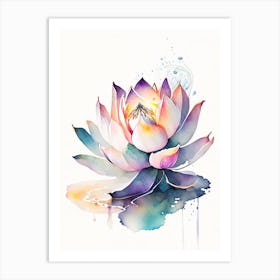 Lotus Flower, Buddhist Symbol Watercolour 1 Art Print
