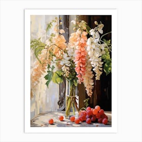 Wisteria Flower And Peaches Still Life Painting 2 Dreamy Art Print