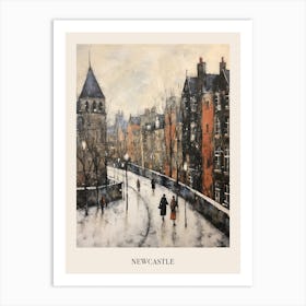 Vintage Winter Painting Poster Newcastle United Kingdom Art Print